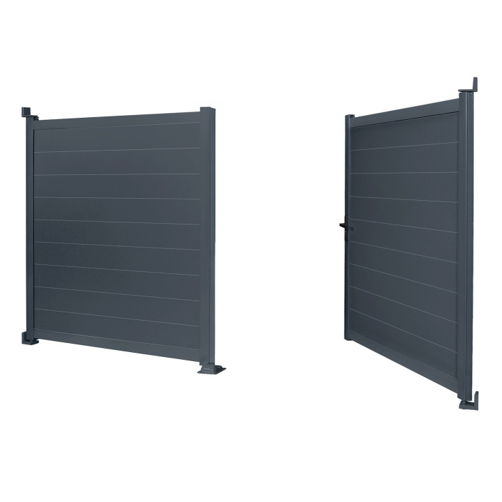 Cancello a battente in alluminio grigio antracite 302 x 160 cm | ID Market