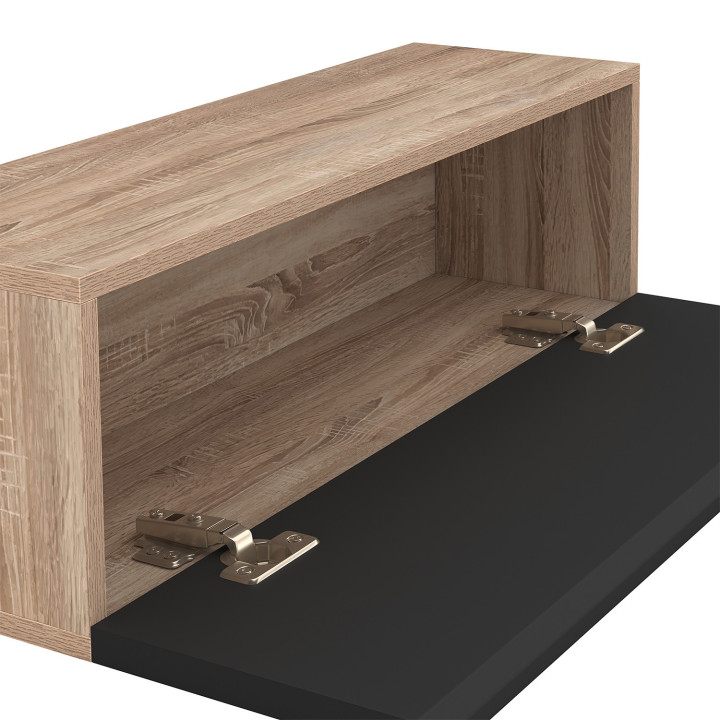 Set di 2 console da parete color legno con porta nera