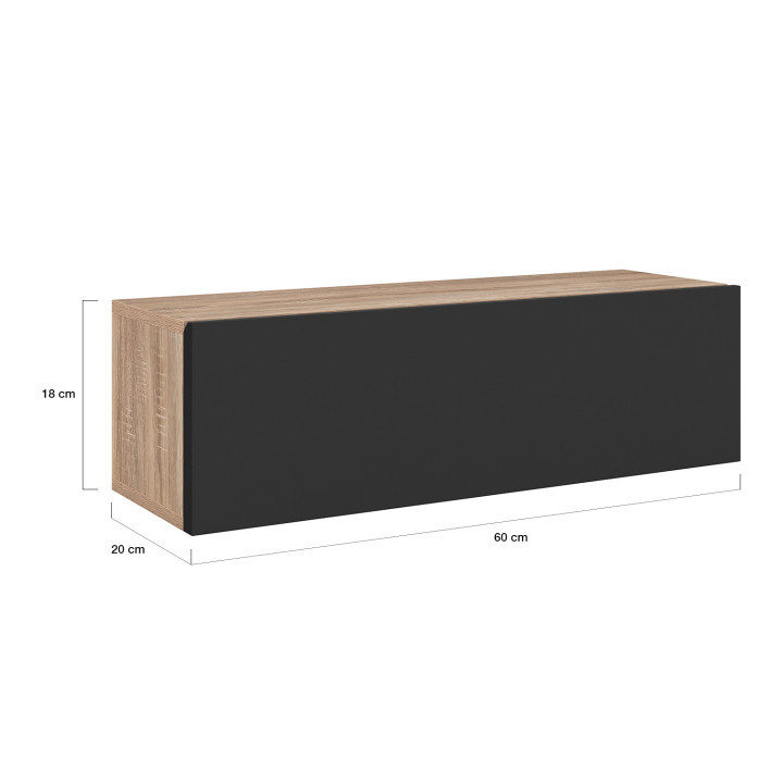 Set di 2 console da parete color legno con porta nera