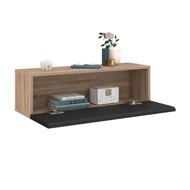Set di 2 console da parete color legno con porta nera