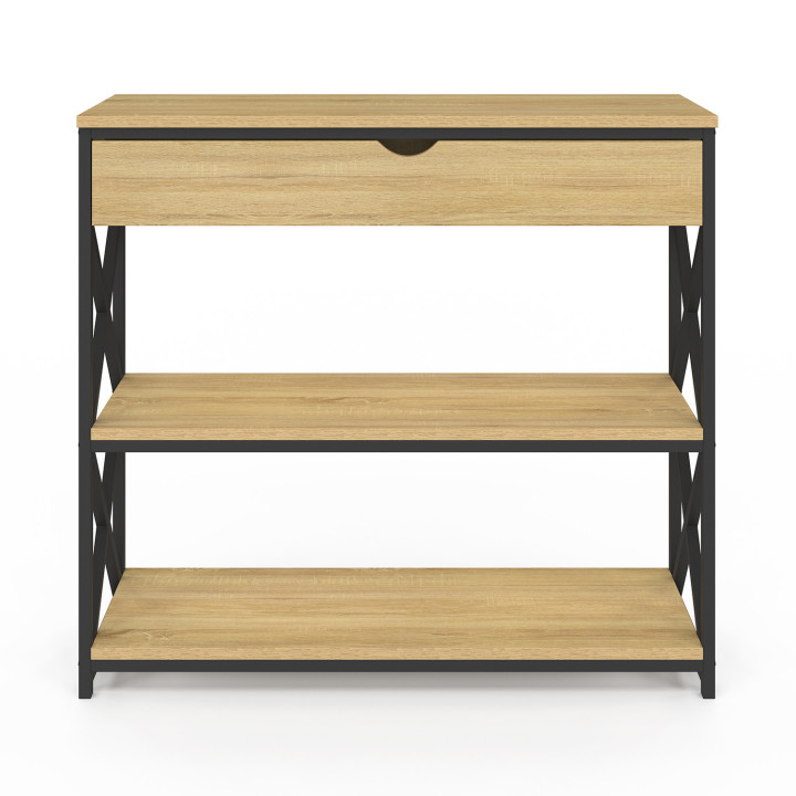 Consolle industriale 1 cassetto 2 ripiani legno e metallo - WAYNE | ID Market