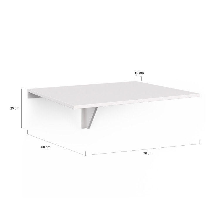 Tavolo da parete pieghevole per 2 persone, legno bianco L.70cm - EXPRESSO | ID Market