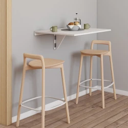 Tavolo da parete pieghevole per 2 persone, legno bianco L.70cm - EXPRESSO | ID Market
