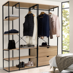 Armadio aperto modulare industriale 170 cm 2 cassetti - DETROIT | ID Market