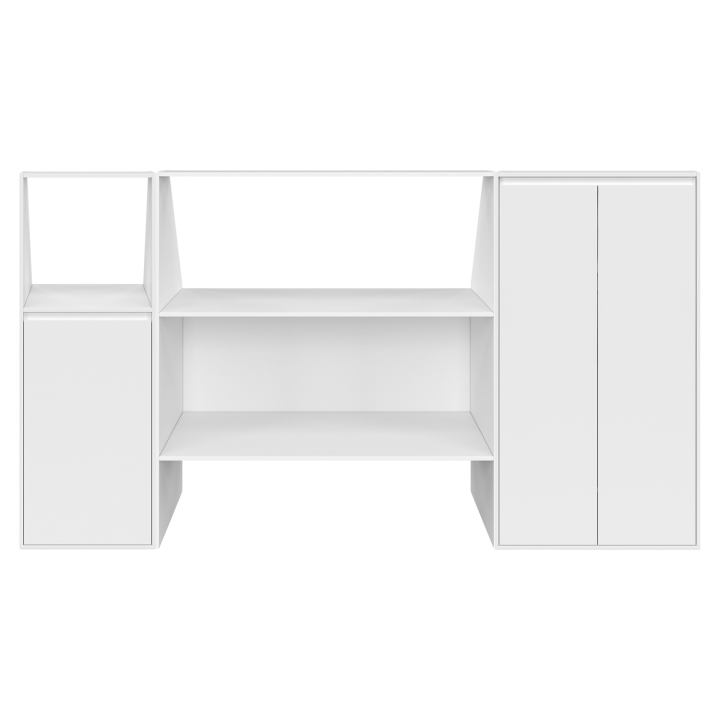 Scaffalatura bianca a 2 livelli, armadio a 2 ante e armadio a 1 anta + 1 nicchia inclinata - TOMI | ID Market