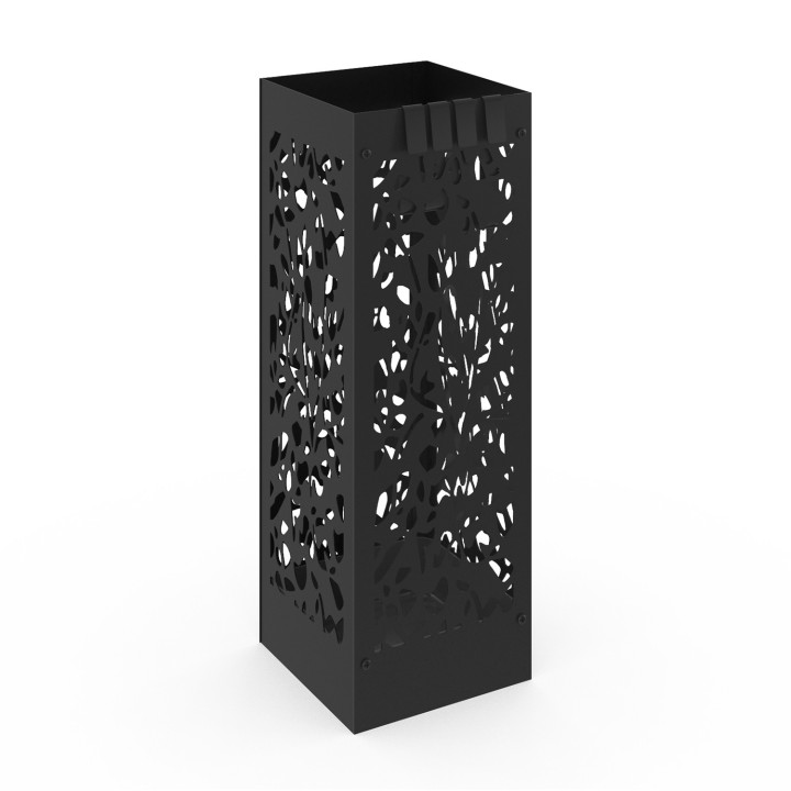 Portaombrelli quadrato nero in acciaio 45 cm - FLOWER | ID Market