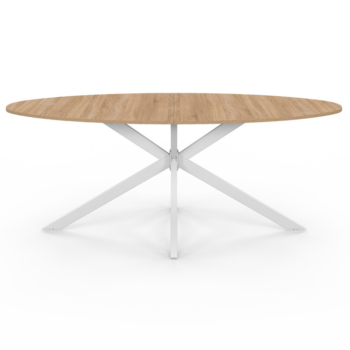 Tavolo da pranzo ovale in legno e bianco per 10 persone - ALIX | ID Market