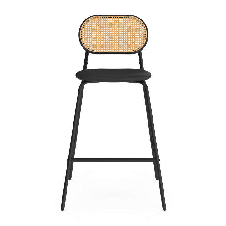 Set di 2 sgabelli da bar vintage in metallo nero e canna - CLOTILDE | ID Market