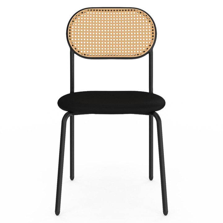 Set di 4 sedie vintage in metallo nero e canna - CLOTILDE |ID Market