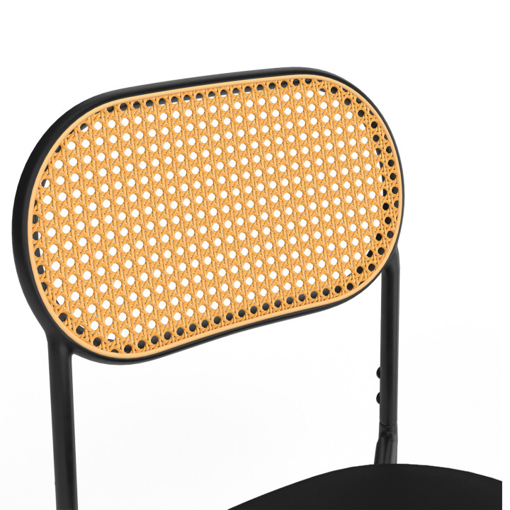 Set di 4 sedie vintage in metallo nero e canna - CLOTILDE |ID Market