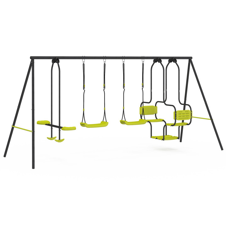 Altalena verde con 4 attrezzature: gondola, faccia a faccia e 2 altalene | IdMarket