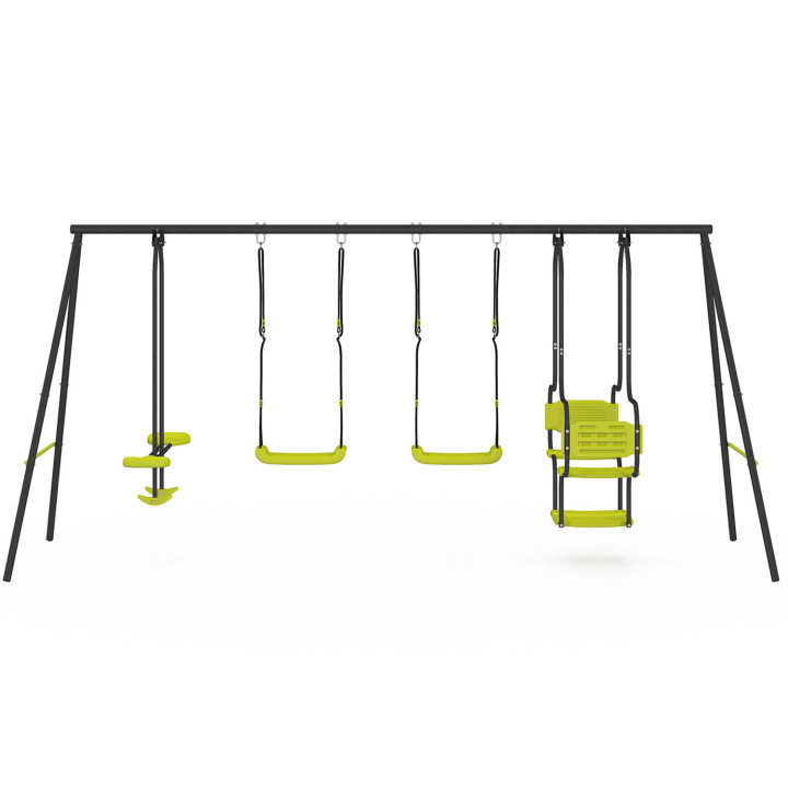 Altalena verde con 4 attrezzature: gondola, faccia a faccia e 2 altalene | IdMarket