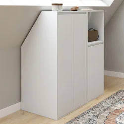 Armadio inclinato bianco a 3 ante con nicchia - TOMI | ID Market