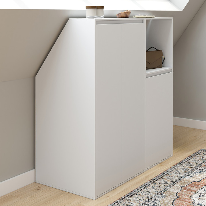 Armadio inclinato bianco a 3 ante con nicchia - TOMI | ID Market