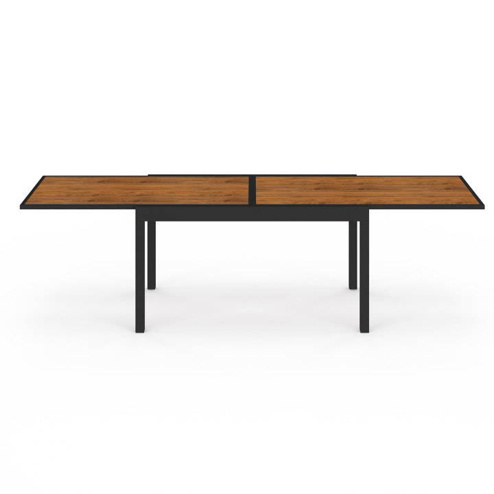 Tavolo da giardino allungabile con piano in vetro temperato effetto legno e 12 sedie impilabili - NOUMEA | ID Market