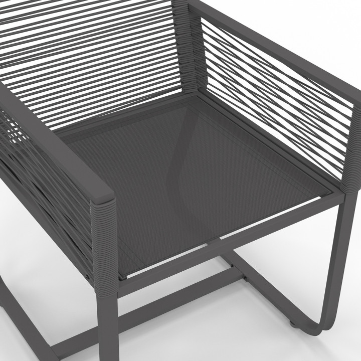 Set di mobili da giardino 6 posti tavolo 150cm poltrone corda grigio antracite - ODESSA | ID Market