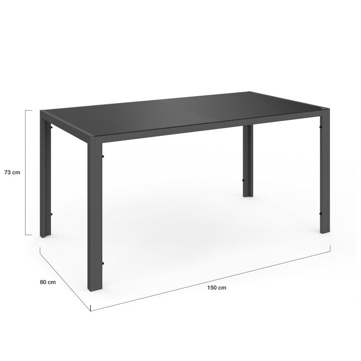 Set di mobili da giardino 6 posti tavolo 150cm poltrone corda grigio antracite - ODESSA | ID Market