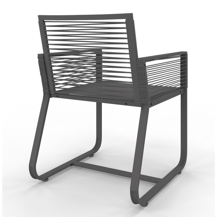 Set di mobili da giardino 6 posti tavolo 150cm poltrone corda grigio antracite - ODESSA | ID Market