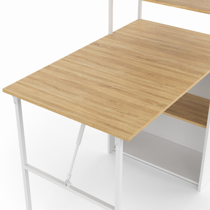 Scrivania pieghevole per biblioteca con piano pieghevole in legno di faggio e bianco - RAY | ID Market