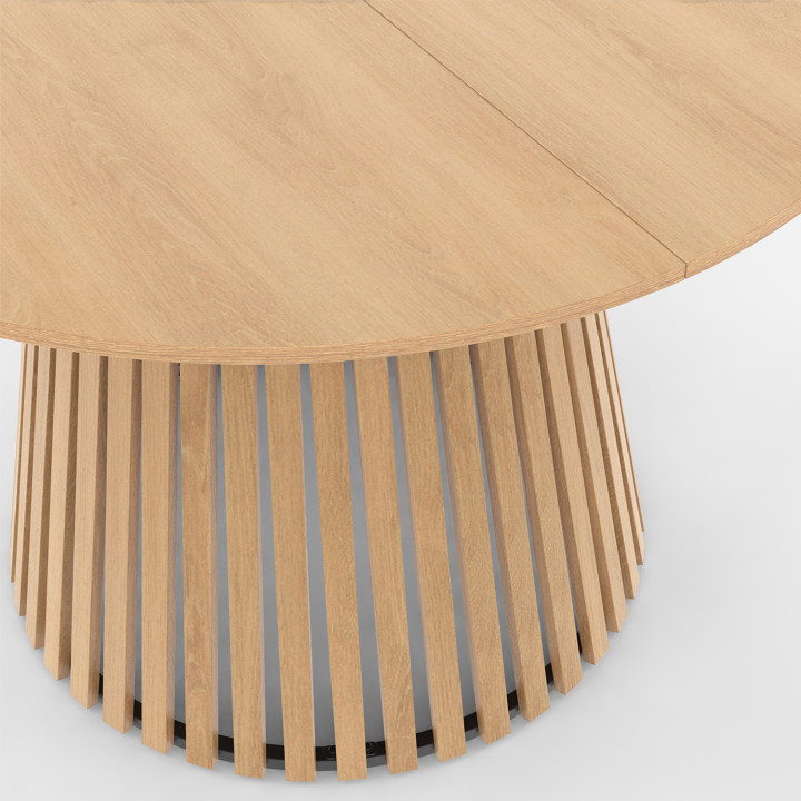 Tavolo da pranzo rotondo per 6 persone con gambe, doghe e piano in legno - CARMEN | ID Market