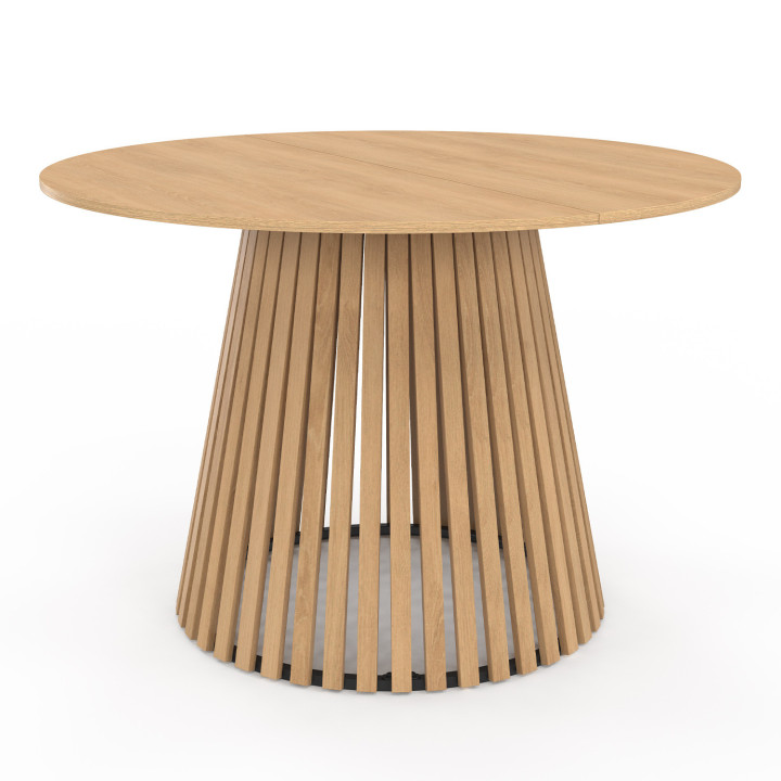 Tavolo da pranzo rotondo per 6 persone con gambe, doghe e piano in legno - CARMEN | ID Market