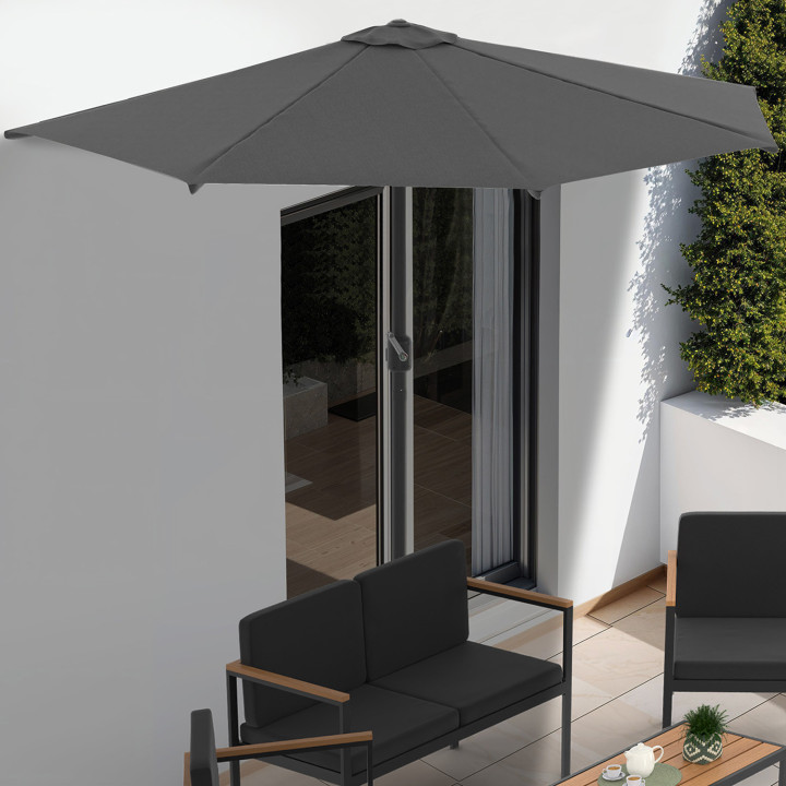 Mezzo ombrellone grigio con copertura - CORTE | IDMarket
