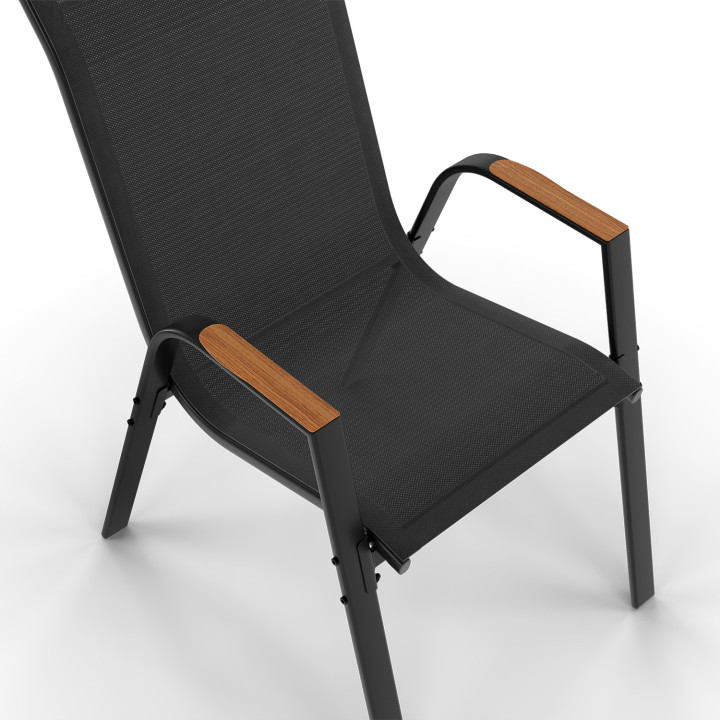 Set di mobili da giardino 190 cm con piano in legno e 8 sedie impilabili - NOUMEA | ID Market