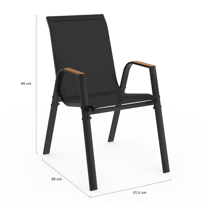 Set di mobili da giardino 190 cm con piano in legno e 8 sedie impilabili - NOUMEA | ID Market