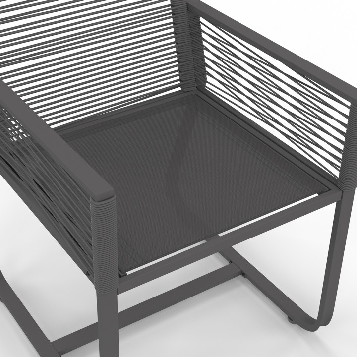 Poltrone da giardino in metallo e corda grigia - ODESSA | ID Market