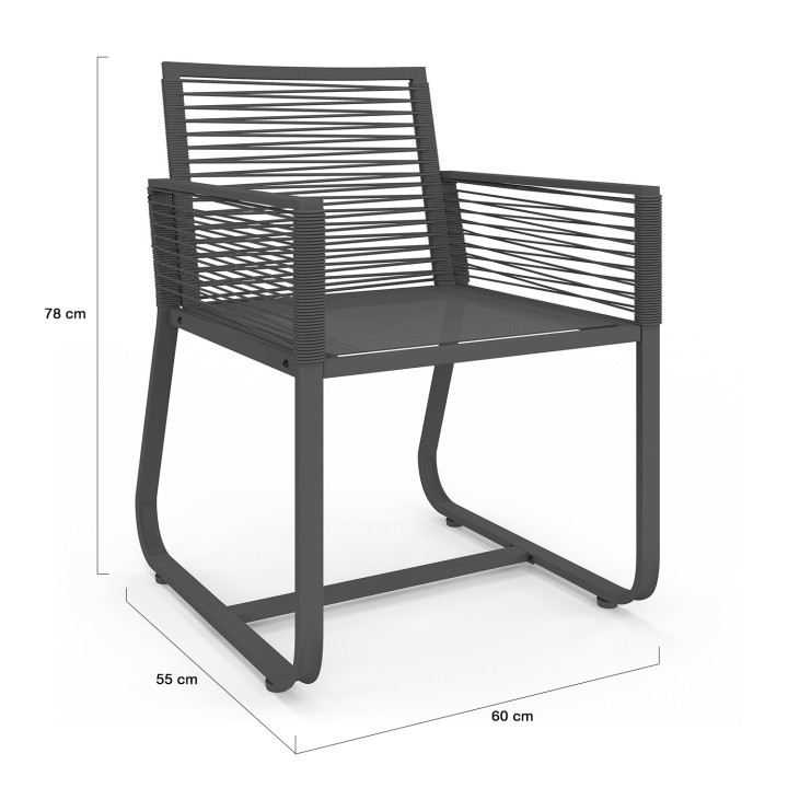 Poltrone da giardino in metallo e corda grigia - ODESSA | ID Market