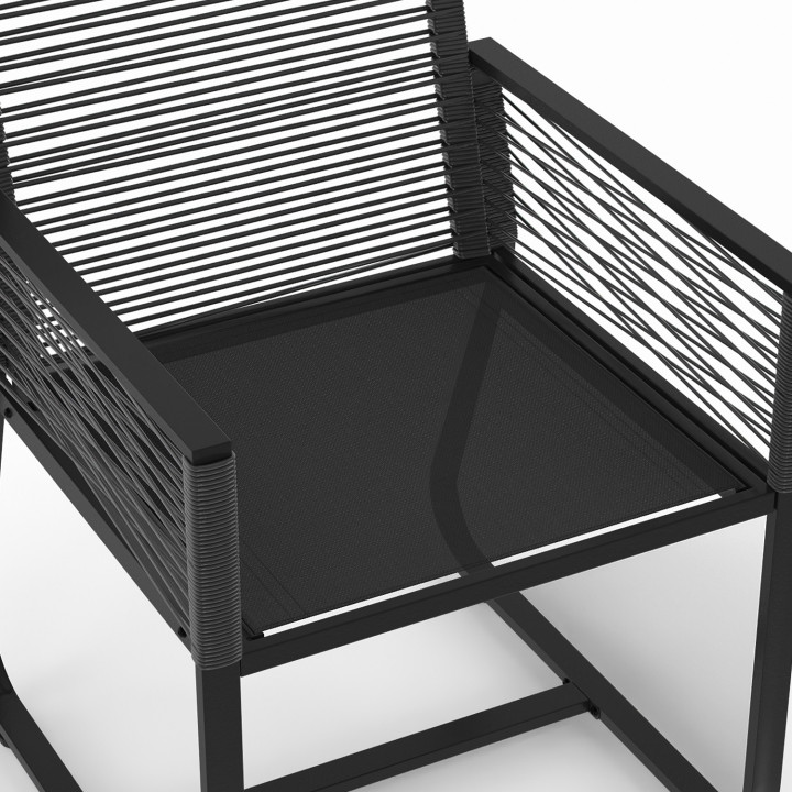 Poltrone da giardino in metallo e corda nera - ODESSA | ID Market