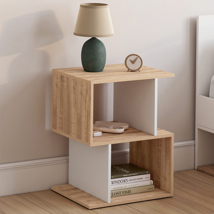 Set di 2 comodini a S bianchi e faggio - SOFIA |ID Market