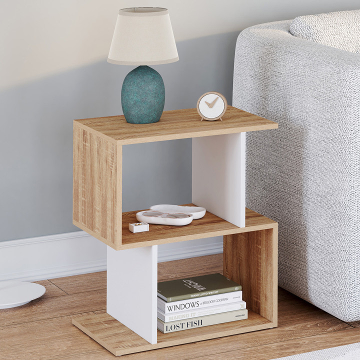 Set di 2 comodini a S bianchi e faggio - SOFIA |ID Market