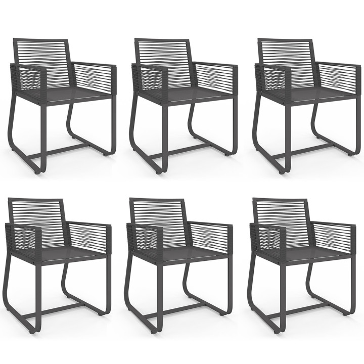 Set di mobili da giardino 6 posti tavolo 150cm poltrone corda grigio antracite - ODESSA | ID Market