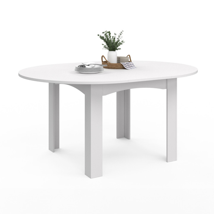 Tavolo da pranzo rotondo allungabile bianco 4-8 persone - DONA | ID Market