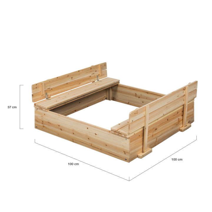 Sabbiera in legno con 2 panchine e telo protettivo - FUNNY | ID Market