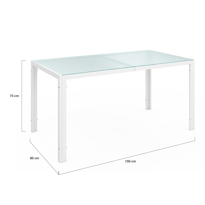 Set di mobili da giardino 6 posti tavolo 150cm sedie impilabili bianco e beige - MADRID | ID Market