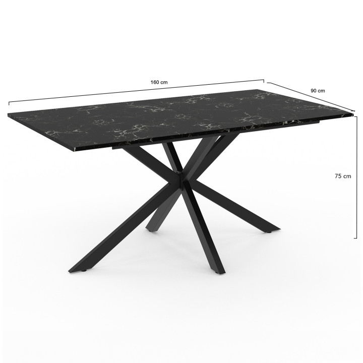 Tavolo da pranzo per 8 persone con effetto marmo nero - ALASKA | ID Market