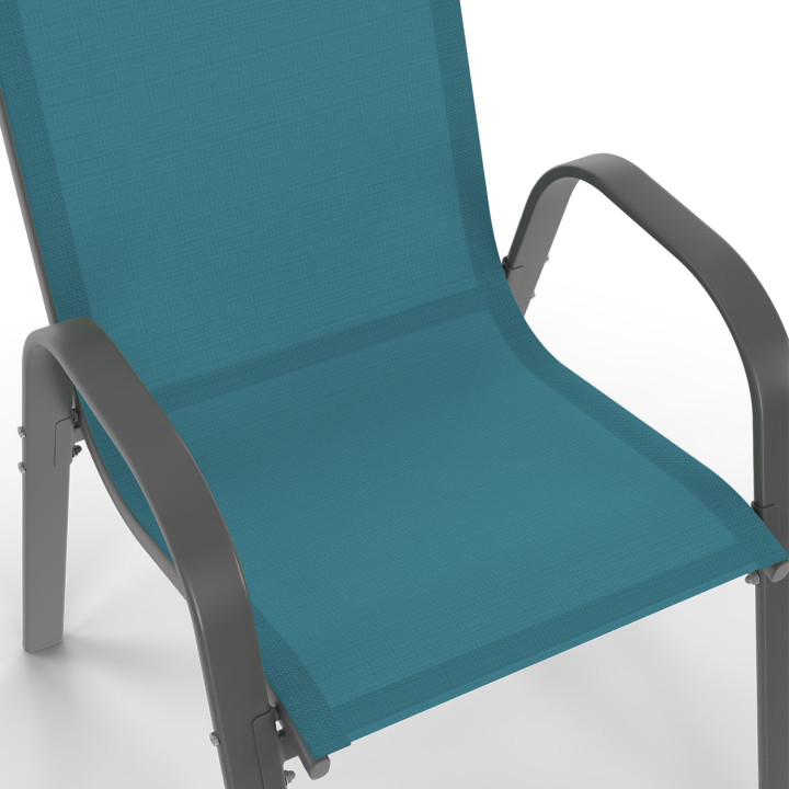 Set di mobili da giardino in acciaio e colori diversi con tavolo da 150 cm e 6 sedie impilabili - MADRID | ID Market