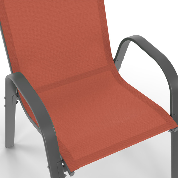 Set di mobili da giardino grigio, nero e terracotta con tavolo da 190 cm e 8 sedie impilabili - MADRID | ID Market