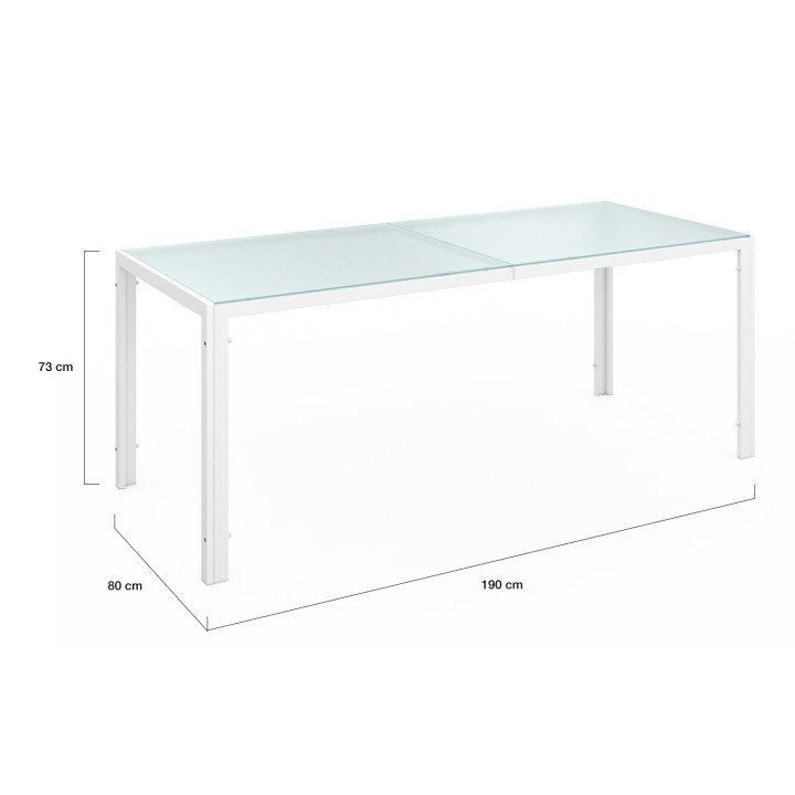 Set di mobili da giardino, tavolo e sedie, 8 posti, bianco e beige - MADRID | ID Market