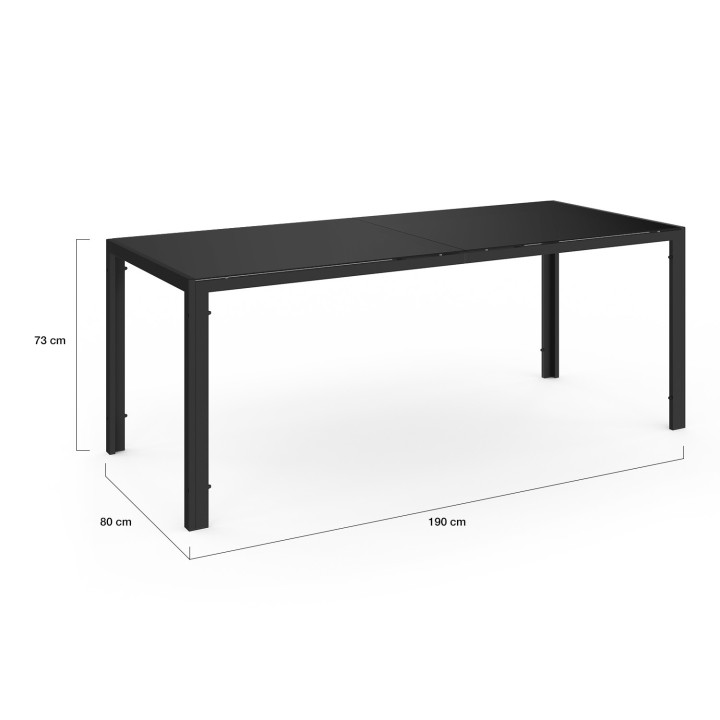 Set di mobili da giardino, tavolo e sedie, 8 posti, nero - MADRID | ID Market