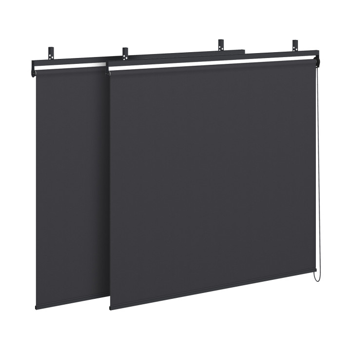 Pergola bioclimatica con lamelle orientabili 3x4M e tende grigio antracite | ID Market