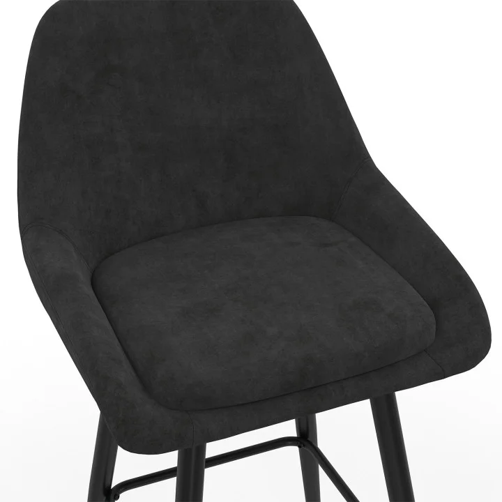 Set di 4 sgabelli da bar in velluto nero con mezzi braccioli - THALYA | Zen Cart! IDMarket