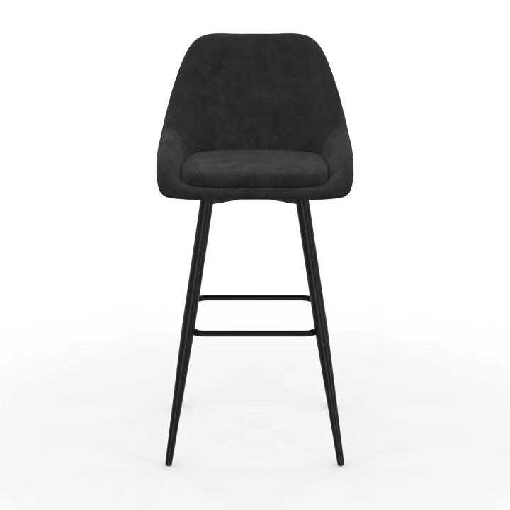 Set di 4 sgabelli da bar in velluto nero con mezzi braccioli - THALYA | Zen Cart! IDMarket