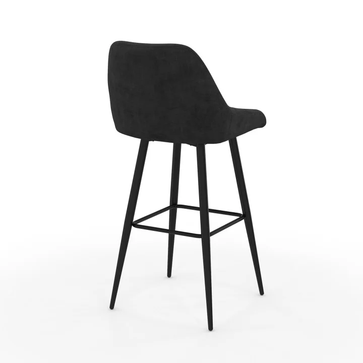 Set di 4 sgabelli da bar in velluto nero con mezzi braccioli - THALYA | Zen Cart! IDMarket