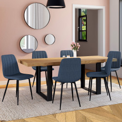 Set di 6 sedie da pranzo in tessuto blu - MIRA | ID Market