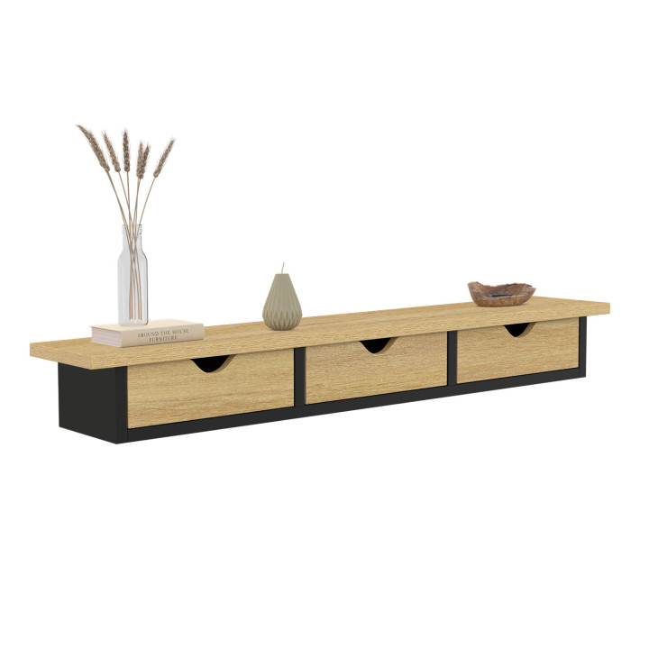 Console da parete a 3 cassetti in legno e nero - LISE | ID Market