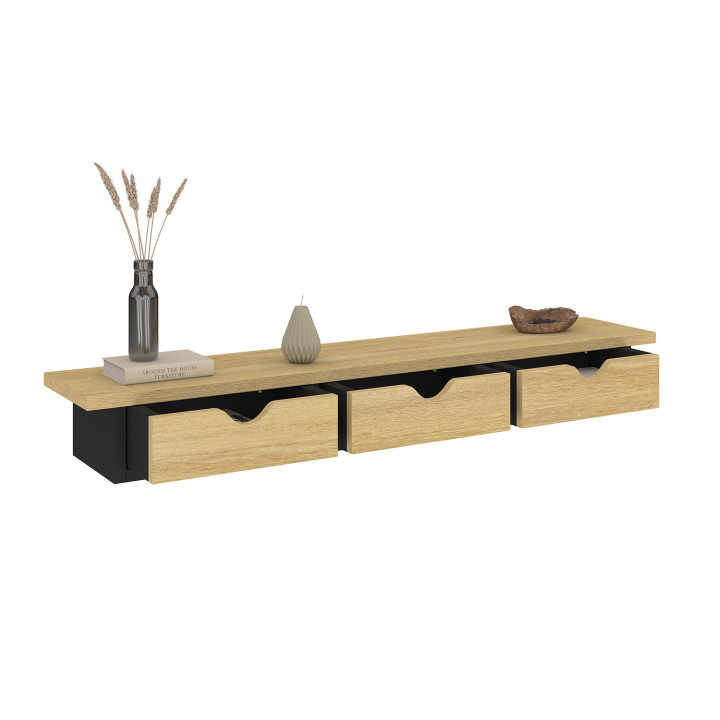 Console da parete a 3 cassetti in legno e nero - LISE | ID Market