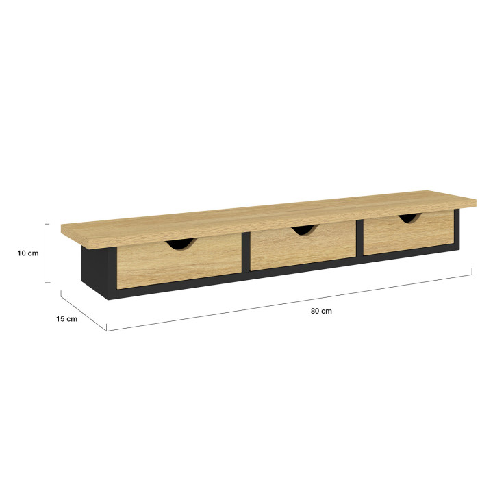 Console da parete a 3 cassetti in legno e nero - LISE | ID Market